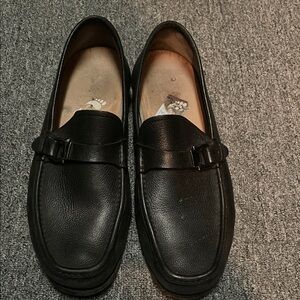 Salvatore Ferragamo Dark Leather Slip-Ons